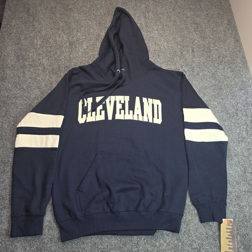 Cleveland Navy Blue Varsity Pullover Hoodie Size Small